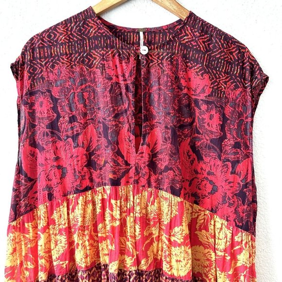 FREE PEOPLE Gotta Have You Mixed Print Cotton Tunic Top Boho Size Small - Picture 5 of 9